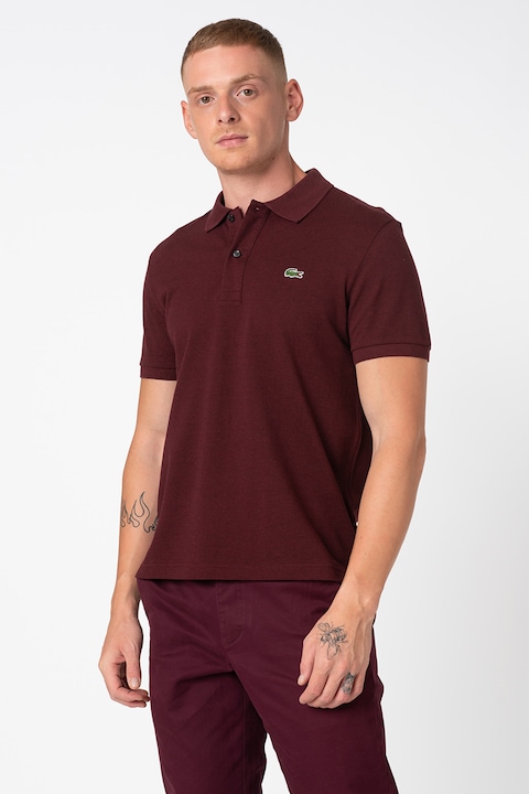 Lacoste, Тениска от пике с яка и бродирано лого, Тъмновиолетов, 7
