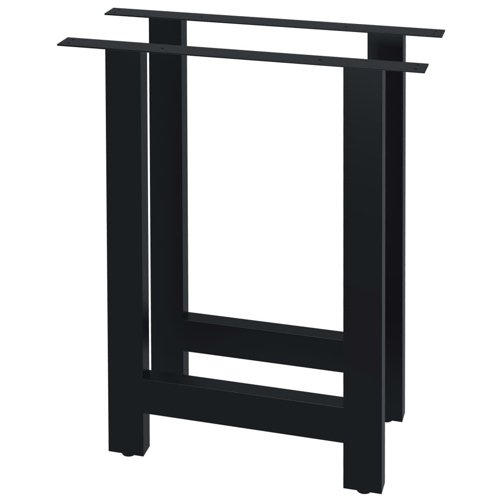 Set de 2 picioare de masa, forma H, vidaXL, Otel, 70 x 72 cm, Negru