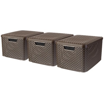 Set de 3 lazi de depozitare cu capac marimea L, Curver, Polipropilena, 45 x 33 x 25 cm, Maro Set de 3 lazi de depozitare cu capac marimea L, Curver, Polipropilena, 45 x 33 x 25 cm, Maro
