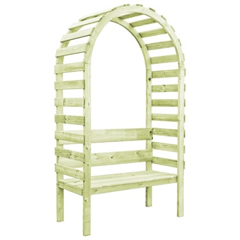 Pergola de gradina cu banca, vidaXL, Lemn de pin tratat, 130 x 60 x 230 cm, Verde Pergola de gradina cu banca, vidaXL, Lemn de pin tratat, 130 x 60 x 230 cm, Verde