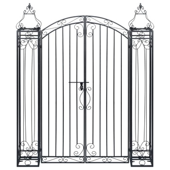 Poarta ornamentala de gradina vidaXL, Fier forjat, 122 x 20.5 x 160 cm, Negru Poarta ornamentala de gradina vidaXL, Fier forjat, 122 x 20.5 x 160 cm, Negru