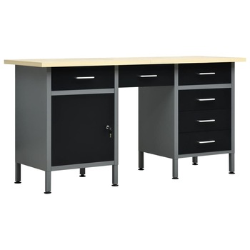 Banc de lucru cu panouri pentru atelier/garaj, cu 7 compartimente, vidaXL, Otel, 160 x 60 x 85 cm, Negru Banc de lucru cu panouri pentru atelier/garaj, cu 7 compartimente, vidaXL, Otel, 160 x 60 x 85 cm, Negru