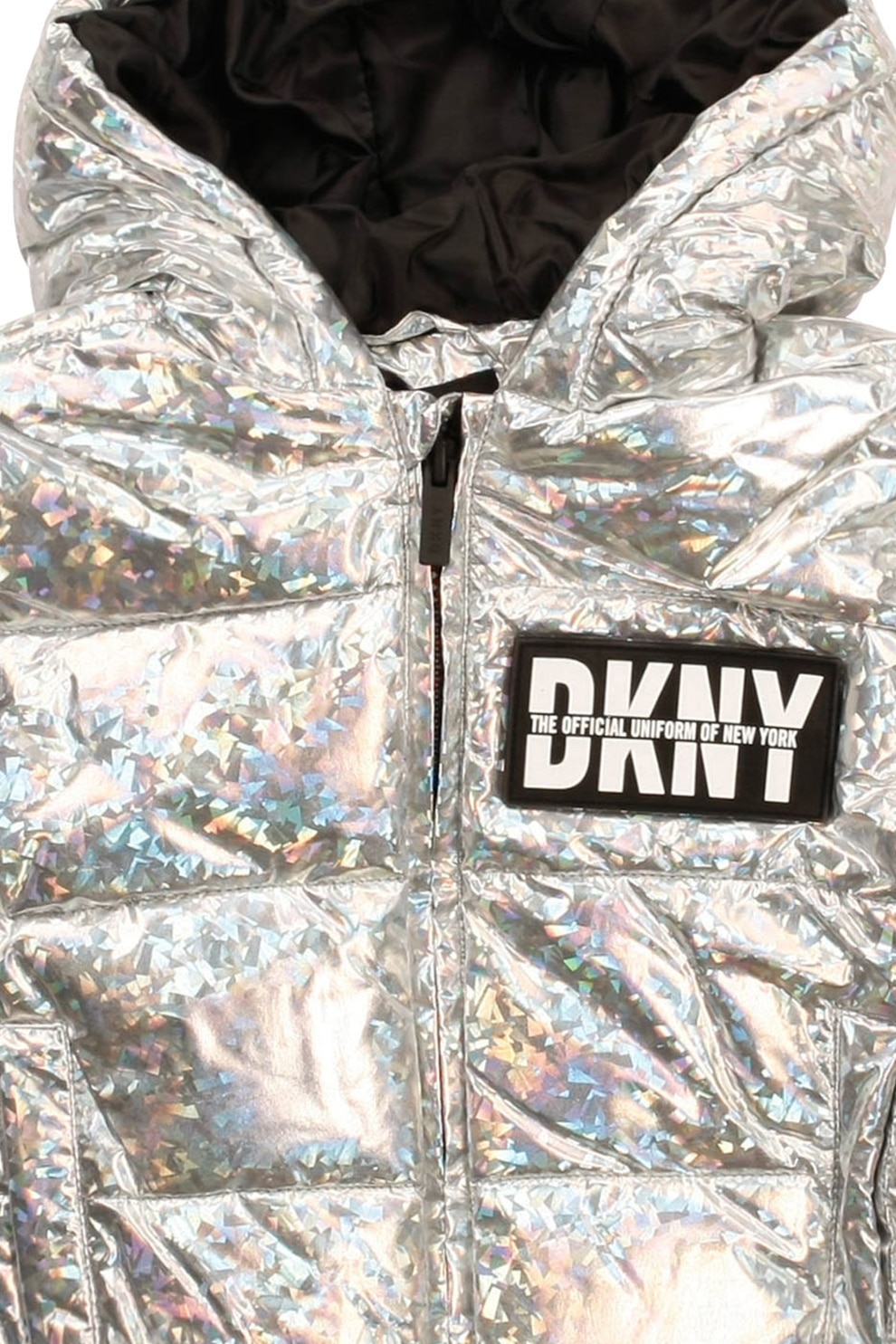 مؤقت جدة استيقظ  DKNY, Hologramos hatású kapucnis télikabát, Ezüstszín, 162 CM Standard -  eMAG.hu