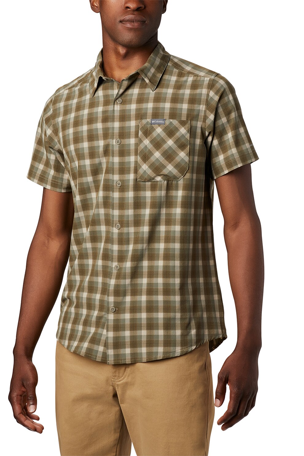 Columbia, Camasa in carouri cu buzunar pe piept Triple Canyon, Maro/Verde sparanghel