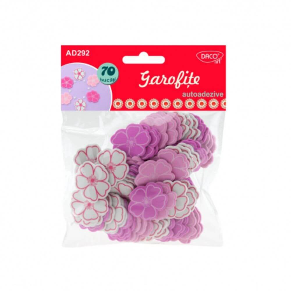 Forme Spuma Autoadeziva DACO, Model Garofite, 3x2.6 cm, 70 Buc/Set, Multicolor