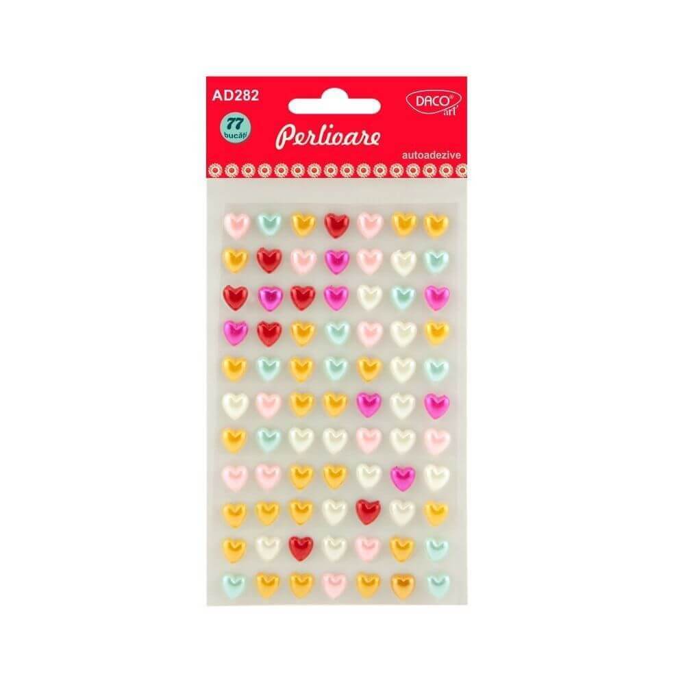 Forme Plastic Autoadeziv cu Glitter DACO, Model Perlioare, 1 cm, 77 Buc/Set, Multicolor, Accesorii Craft
