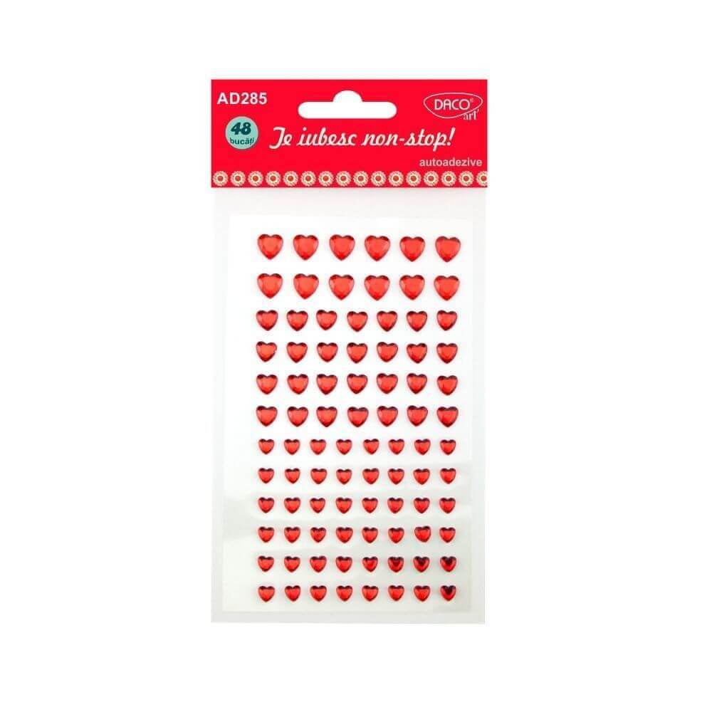 Forme Plastic Autoadeziv DACO, Model Te Iubesc Non-Stop, Dimensiuni Variabile, 48 Buc/Set, Rosu, Accesorii Craft