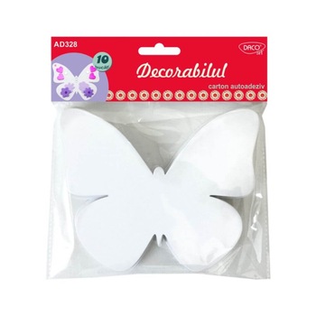 Forme Carton Autoadeziv DACO, 10 Buc/Set, Model Fluture, Dimensiuni 13.7x11.5 cm, Culoare Alba Forme Carton Autoadeziv DACO, 10 Buc/Set, Model Fluture, Dimensiuni 13.7x11.5 cm, Culoare Alba