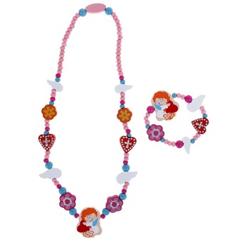 Set colier si bratara din lemn Woodyland, roz Set colier si bratara din lemn Woodyland, roz