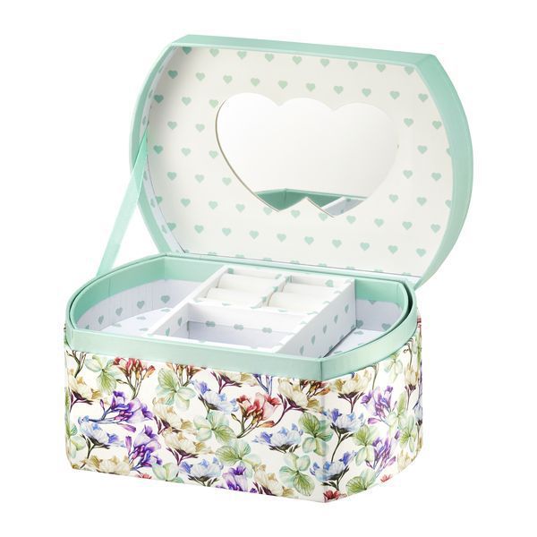 Cutie de bijuterii cu oglinda, Ambition, 16,5x11x8,5cm flori Look