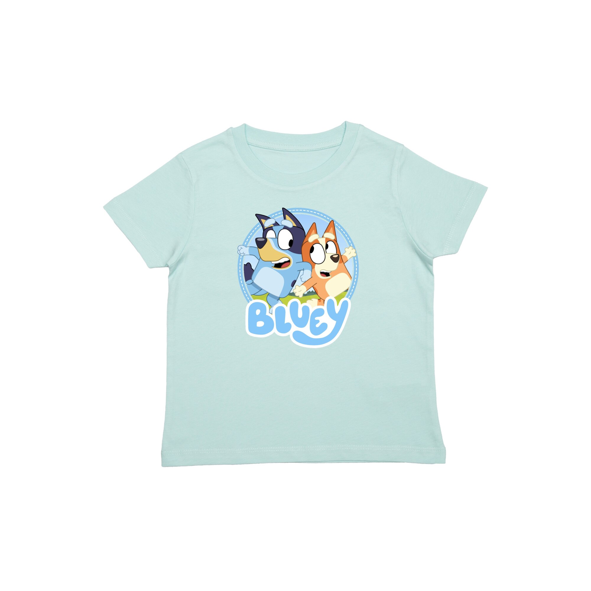 Tricou copii premium din bumbac organic, Bluey si Bingo, Turcoaz