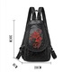 Rucsac dama, E-LY GT367, negru, cu imprimeu rosu