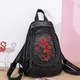 Rucsac dama, E-LY GT367, negru, cu imprimeu rosu