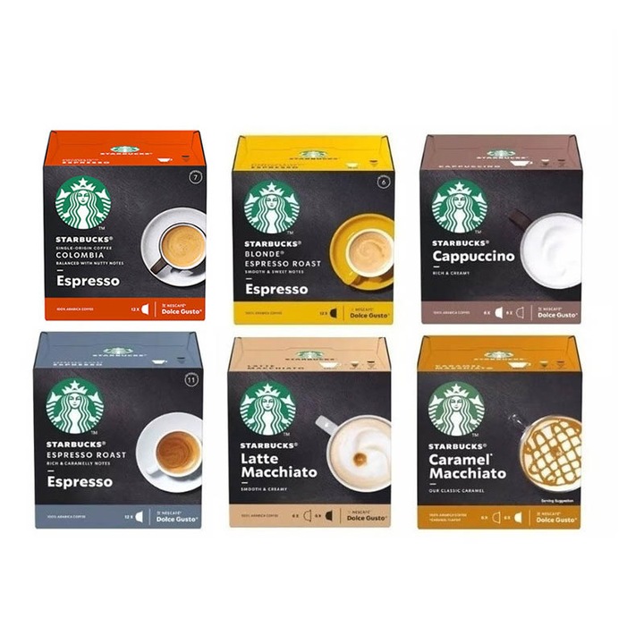 Set capsule cafea Starbucks Variety Pack, compatibile Nescafe Dolce Gusto, 72 buc