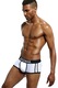 Chiloti Barbati Push Up Pouch Jockmail Mesh Stripes, Alb