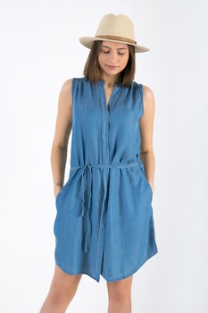 Big Star, Rochie din lyocell cu cordon, Albastru, M Big Star, Rochie din lyocell cu cordon, Albastru, M