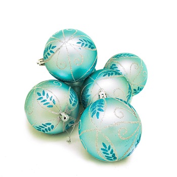 Set 6 globuri cu model, diametru 8 cm, acid blue, Holly Set 6 globuri cu model, diametru 8 cm, acid blue, Holly