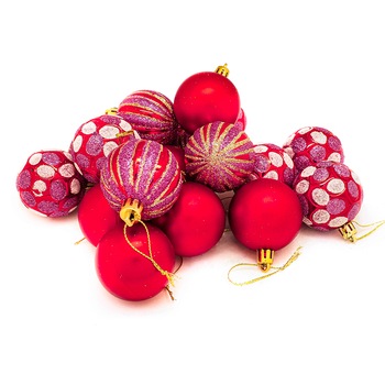 Set mixt 18 globuri, diametru 5cm, rosu, Holly Set mixt 18 globuri, diametru 5cm, rosu, Holly