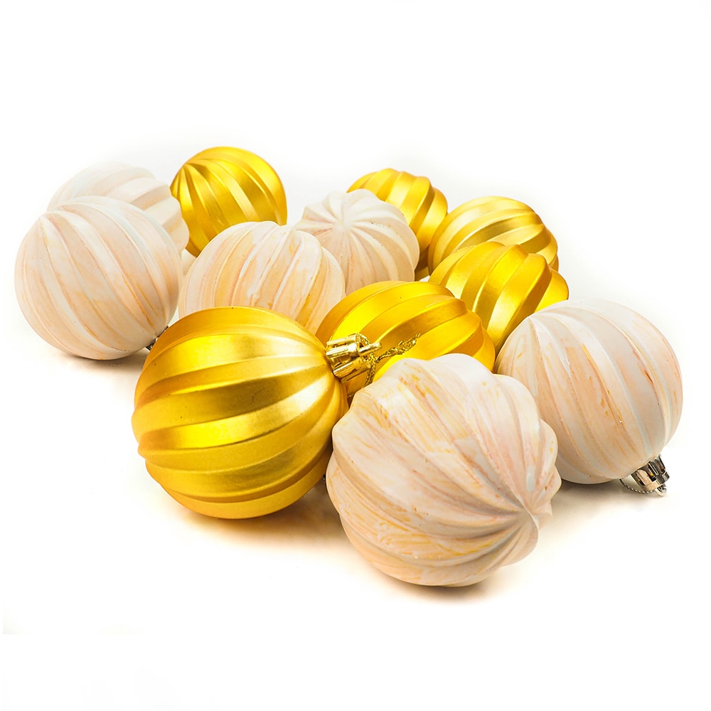 Set 12 globuri, diametru 6 cm, auriu, Holly