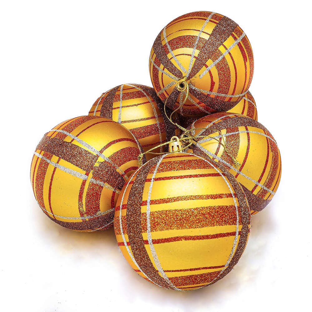 Set 6 globuri cadrilate, diametru 10 cm, auriu, Holly