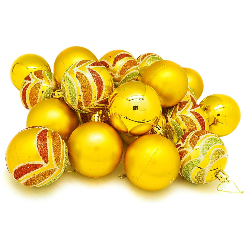 Set mixt 24 globuri, diametru 6 cm, auriu, Holly
