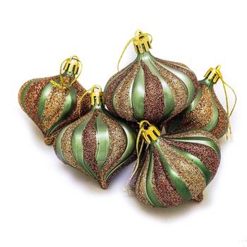 Set mixt 6 globuri, diametru 6cm, peacock green, verde/bej, Holly Set mixt 6 globuri, diametru 6cm, peacock green, verde/bej, Holly