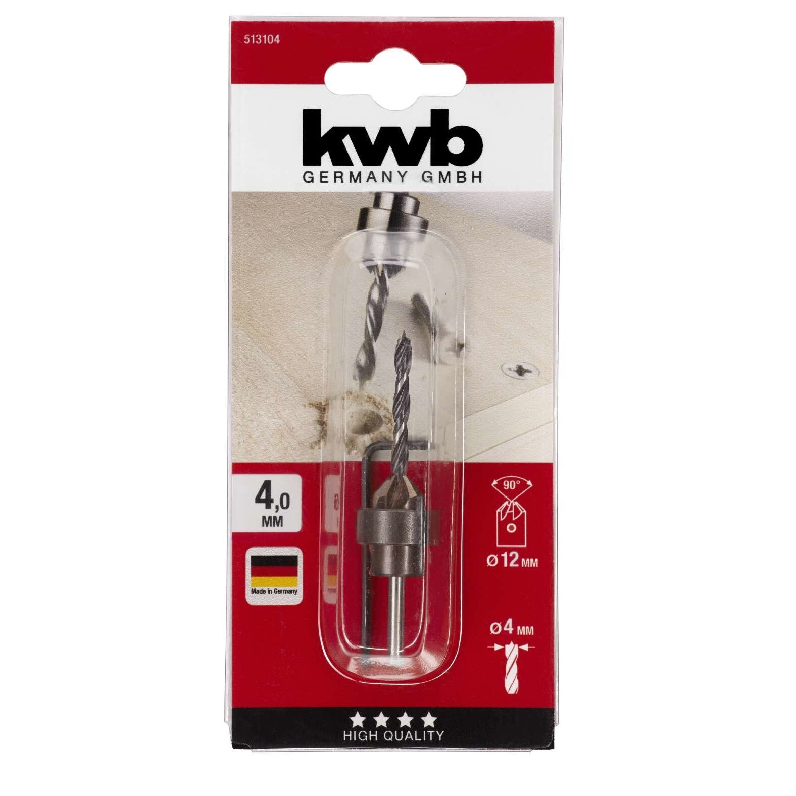 Burghiu pentru lemn 4 mm + freza Sanfren, KWB High Quality