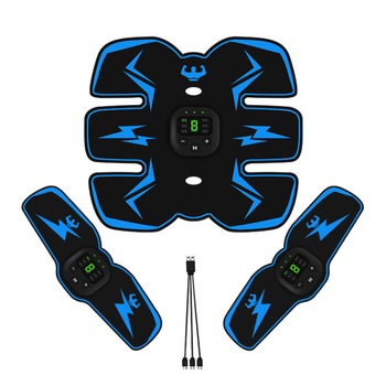 Set 3 Abdomen Centura electrostimulare EMS Afisaj LED musculara fitness Masaj Incarcare USB Negru/Albastru Set 3 Abdomen Centura electrostimulare EMS Afisaj LED musculara fitness Masaj Incarcare USB Negru/Albastru