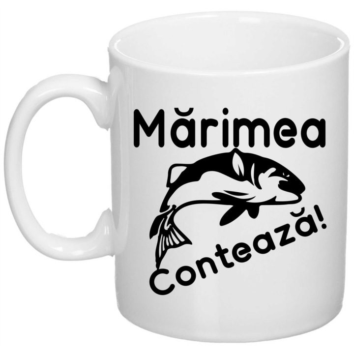 Cana personalizata "Marimea Conteaza", Giftoro, Alba, 330ml