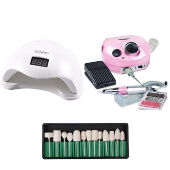 Kit unghii false, Lampa LED Miley, Model SUN 5, 48 W, Freza electrica profesionala, DM 202, 35.000 rpm, roz si Set 12 capete de lucru roz, pentru freze electrice Kit unghii false, Lampa LED Miley, Model SUN 5, 48 W, Freza electrica profesionala, DM 202, 35.000 rpm, roz si Set 12 capete de lucru roz, pentru freze electrice