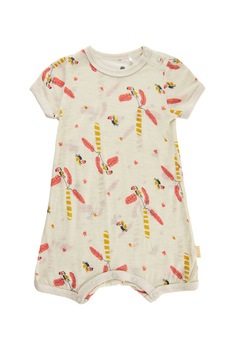 CeLaVi, Salopeta scurta cu imprimeu grafic, Maro nisip/Corai/Galben sofran CeLaVi, Salopeta scurta cu imprimeu grafic, Maro nisip/Corai/Galben sofran