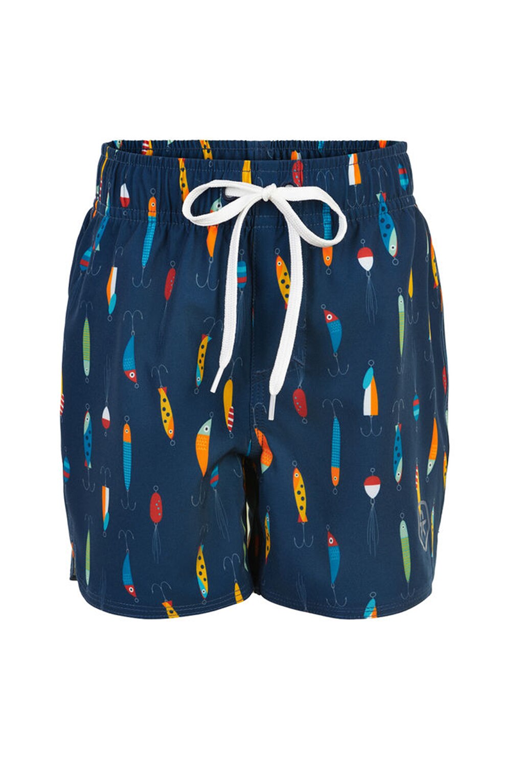 Color Kids, Pantaloni scurti de baie, cu snur in talie, Bleumarin inchis/galben/rosu, 92 CM