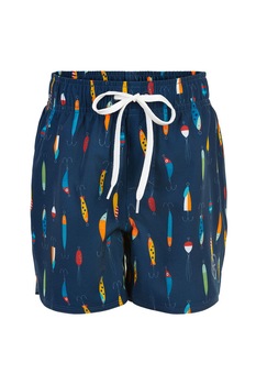 Color Kids, Pantaloni scurti de baie, cu snur in talie, Bleumarin inchis/galben/rosu, 92 CM Color Kids, Pantaloni scurti de baie, cu snur in talie, Bleumarin inchis/galben/rosu, 92 CM
