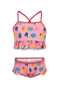 Color Kids, Costum de baie cu volane, Roz/Albastru/Galben, 92 CM Color Kids, Costum de baie cu volane, Roz/Albastru/Galben, 92 CM