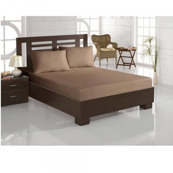 Cearceaf de pat cu elastic 200 x 200 cm, maro deschis Cearceaf de pat cu elastic 200 x 200 cm, maro deschis
