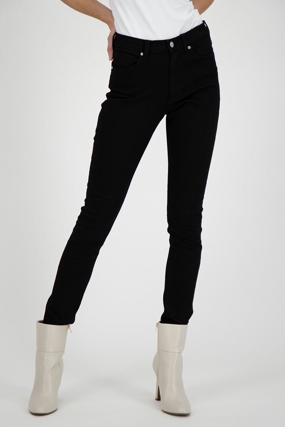 Gant, Blugi cu talie medie, Negru/Negru stins