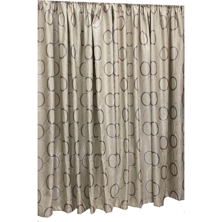 Set draperie blackout, culoare beige, din colectia "Hypnotic Circles by Liz Line", 250x245x2buc, cu rejansa - DP10625