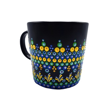 Cana Zia Fashion, Serenity, neagra, pentru cafea sau ceai, pictata manual, 300 ml Cana Zia Fashion, Serenity, neagra, pentru cafea sau ceai, pictata manual, 300 ml