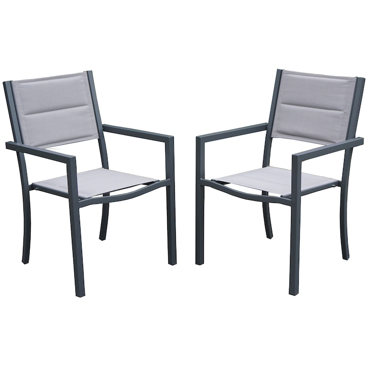 Kring Ange 2 darab kerti/terasz/erkélyi szék, fém/textil, 56 x 62 x 86 cm, Szürke