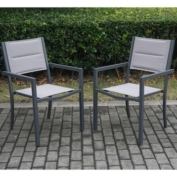 Set 2 Scaune gradina/terasa/balcon Kring Ange metal/textil, 56 x 62 x86 cm, gri Set 2 Scaune gradina/terasa/balcon Kring Ange metal/textil, 56 x 62 x86 cm, gri