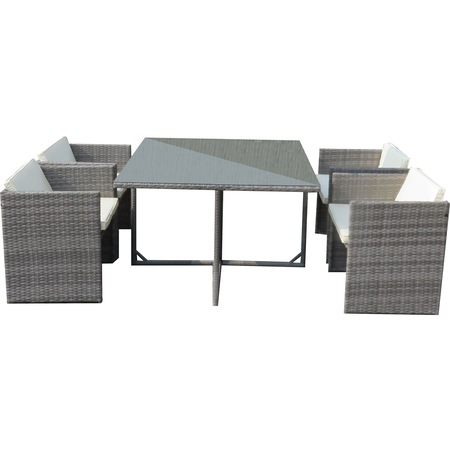 Set mobilier gradina/terasa Kring Allerum, masa, 4 fotolii, ratan artificial, include perna