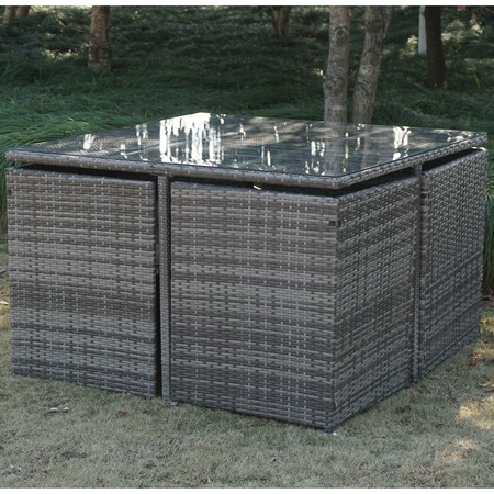 Set mobilier gradina/terasa Kring Allerum, masa, 4 fotolii, ratan artificial, include perna