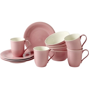 Set mic dejun 12 piese, Like Villeroy & Boch, Color Loop Breakfast Rose, portelan, roz Set mic dejun 12 piese, Like Villeroy & Boch, Color Loop Breakfast Rose, portelan, roz