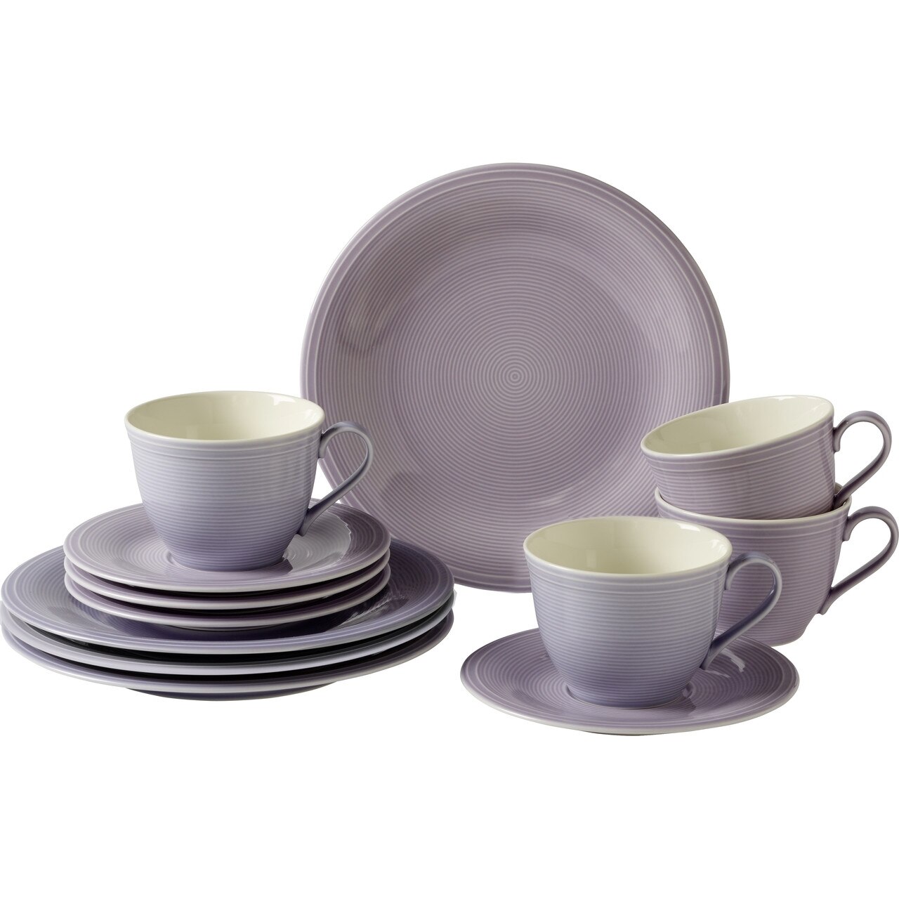 Serviciu de masa pentru desert 12 piese, Like Villeroy & Boch, Color Loop Blueblossom, portelan, mov