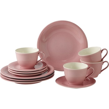 Serviciu de masa pentru desert 12 piese, Like Villeroy & Boch, Color Loop Rose, portelan, roz Serviciu de masa pentru desert 12 piese, Like Villeroy & Boch, Color Loop Rose, portelan, roz