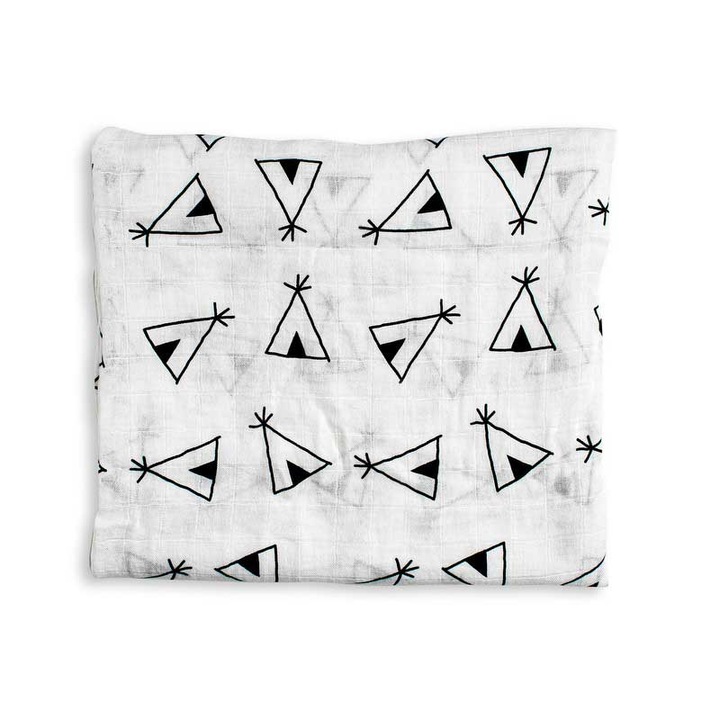 Бебешки муселин от бамбук и памук, Dodoli, 120x120 см, Teepee палатка