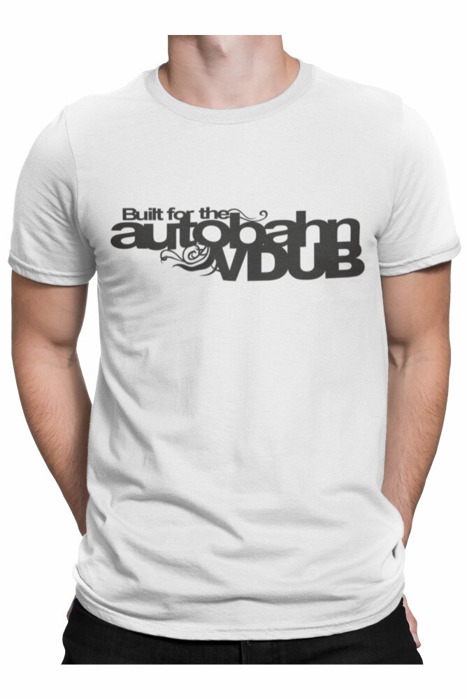 Tricou pentru barbati, personalizat cu textul buit for the autobahn Alb, Alb