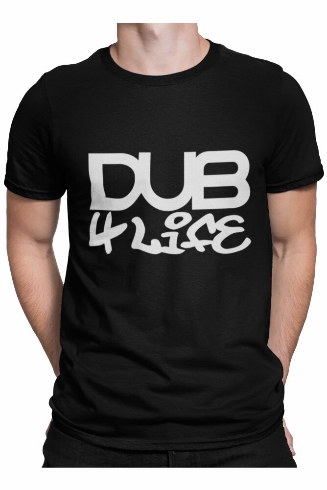Tricou personalizat pentru barbati, cadou, cu textul dub 4 life, Negru, Negru