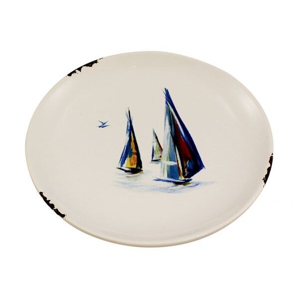 Set farfurii marine Sea Club, 6 bucati, dolomita, model cu barci,Ø 15,5cm