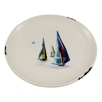 Set farfurii marine Sea Club, 3 bucati, dolomita, model cu barci,Ø 22cm Set farfurii marine Sea Club, 3 bucati, dolomita, model cu barci,Ø 22cm
